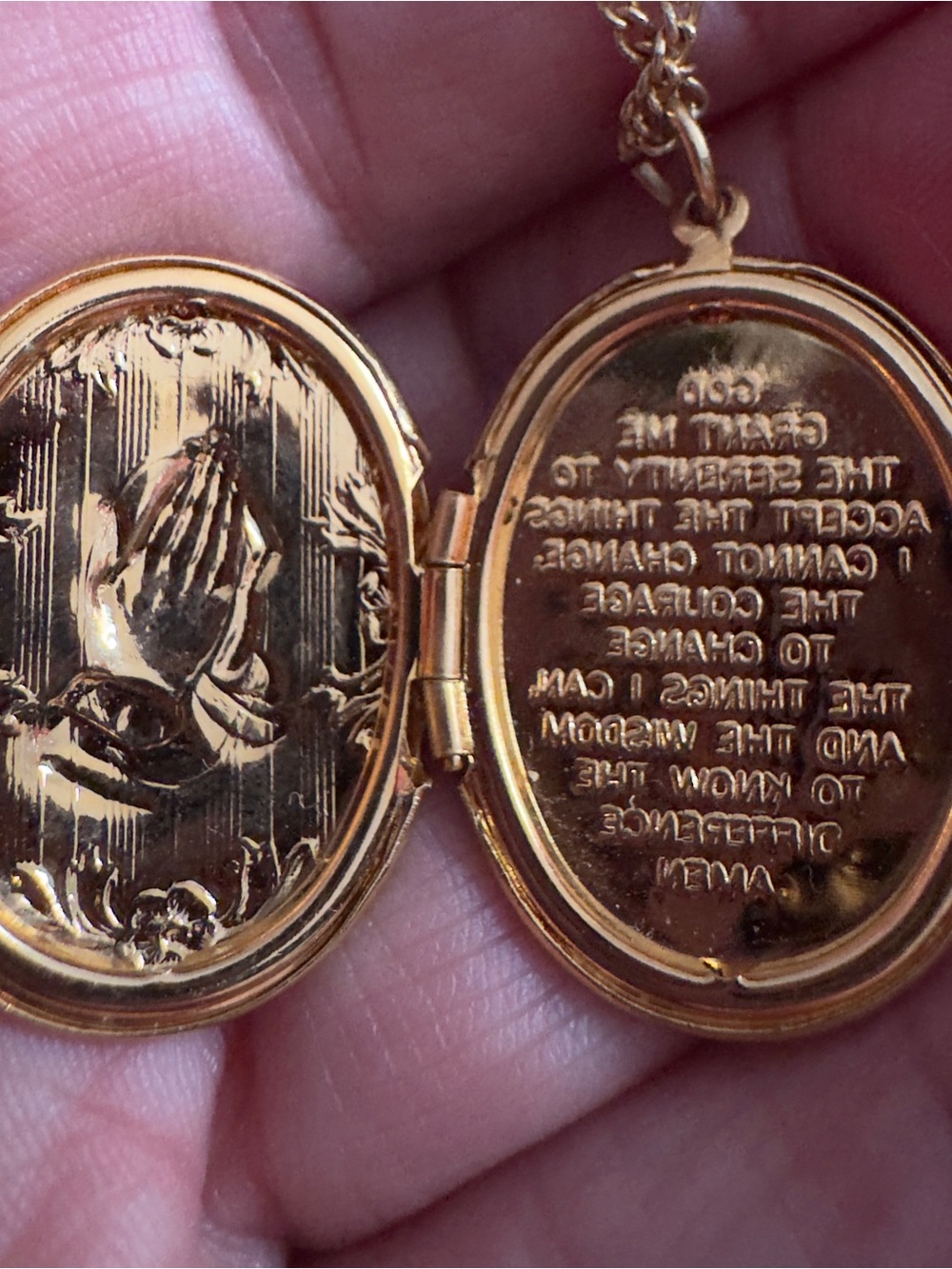 Gold Prayer Locket Necklace - Religious Pendant